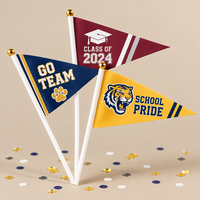 Drapeaux triangulaires personnalisés en polyester pour l'école, les événements sportifs, les manifestations, les remises de diplômes, les événements sur le campus, petits drapeaux à agiter à la main