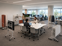 Table de formation professionnelle moderne OMNI à plateau rabattable avec panneau de modestie et roulettes – Mobilier de bureau pliable et réglable