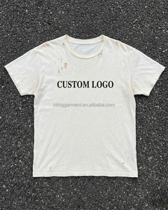 T-shirt ample en coton pour homme, effet vintage délavé, coupe décontractée, t-shirt en coton personnalisé vieilli - Product Image 3