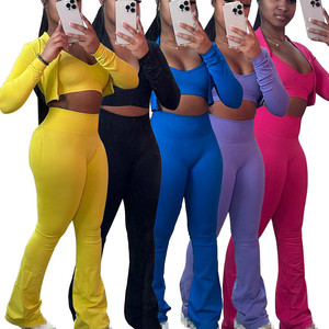 Nuovo Set di pantaloni aderenti Casual in tinta unita autunno <span class=keywords><strong>inverno</strong></span> Set di pantaloni <span class=keywords><strong>donna</strong></span> 3 pezzi con abbigliamento gilet 3 pezzi Set <span class=keywords><strong>donna</strong></span> - Product Image 1