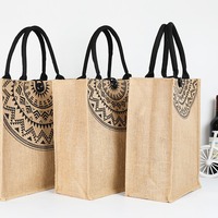 Sac fourre-tout en toile de jute naturelle unie, personnalisable avec logo, écologique, grand format, pour la plage et le shopping, vente en gros