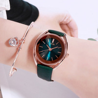 Montre élégante et raffinée pour femme, montre-bracelet simple à quartz, montre à bracelet en cuir pour femme