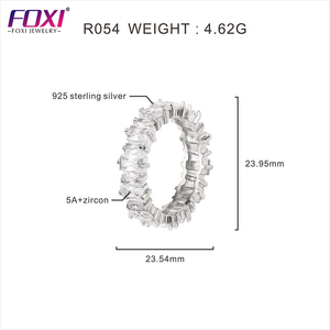 क्लासिक cz बैगुएट अनंत बैंड सगाई की अंगूठी 925 स्टर्लिंग चांदी गैर तरंगन पूरी तरह से तैयार की गई स्मॉरल कट फिंगर रिंग - Product Image 6