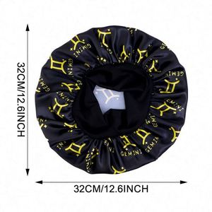 Gorro de Satén con Estampado de los 12 Signos del Zodiaco, Personalizable con Logotipo, Talla Extra Grande, para Dormir, Uso Diario en Exteriores, para Mujeres, Cuatro Estaciones - Product Image 3