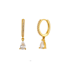 ต่างหูห่วงเงินแท้ S925 ชุบทอง 18K ประดับเพชรซิคอนหลากสี ROXI Wholesale - Product Image 1