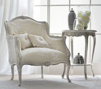 Sofá de Madera Maciza de Estilo Europeo Italiano, Color Gris Blanco Victoriano Francés, con Sillones Tallados Retro