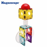 Magnescape-bloques de construcción de plástico ABS para niños, 106 piezas, azulejos magnéticos educativos, canicas, para correr, seguro, juguete para niños