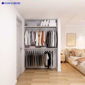 Tủ quần áo <span class=keywords><strong>mini</strong></span> walk-in 1,5 mét tùy chỉnh, một bức tường, toàn bộ bằng kim loại, cửa MDF, cửa trượt, nội thất phòng ngủ hiện đại - Product Image 2