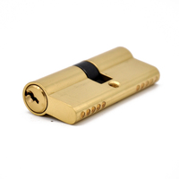 Serrure de porte à cylindre en laiton massif à 5 goupilles haute sécurité FEIHUAN pour porte en bois, entraxe 60 mm, nickelée, 3 clés