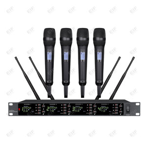 Système de micro sans fil UHF portable DA-8024 4 canaux 50 canaux PLL 60m pour scène/karaoké - Product Image 1