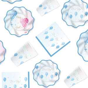 DAMAI - Vajilla Desechable para Fiestas de Revelación de Género de Bebé, Platos y Servilletas de Papel para Baby Shower, Decoraciones para 8 Invitados - Product Image 5