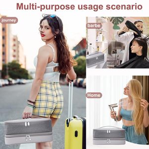 Sac de voyage pour outils de coiffure en PU imperméable à double couche, durable, avec fermeture à glissière, grande capacité de rangement - Product Image 5