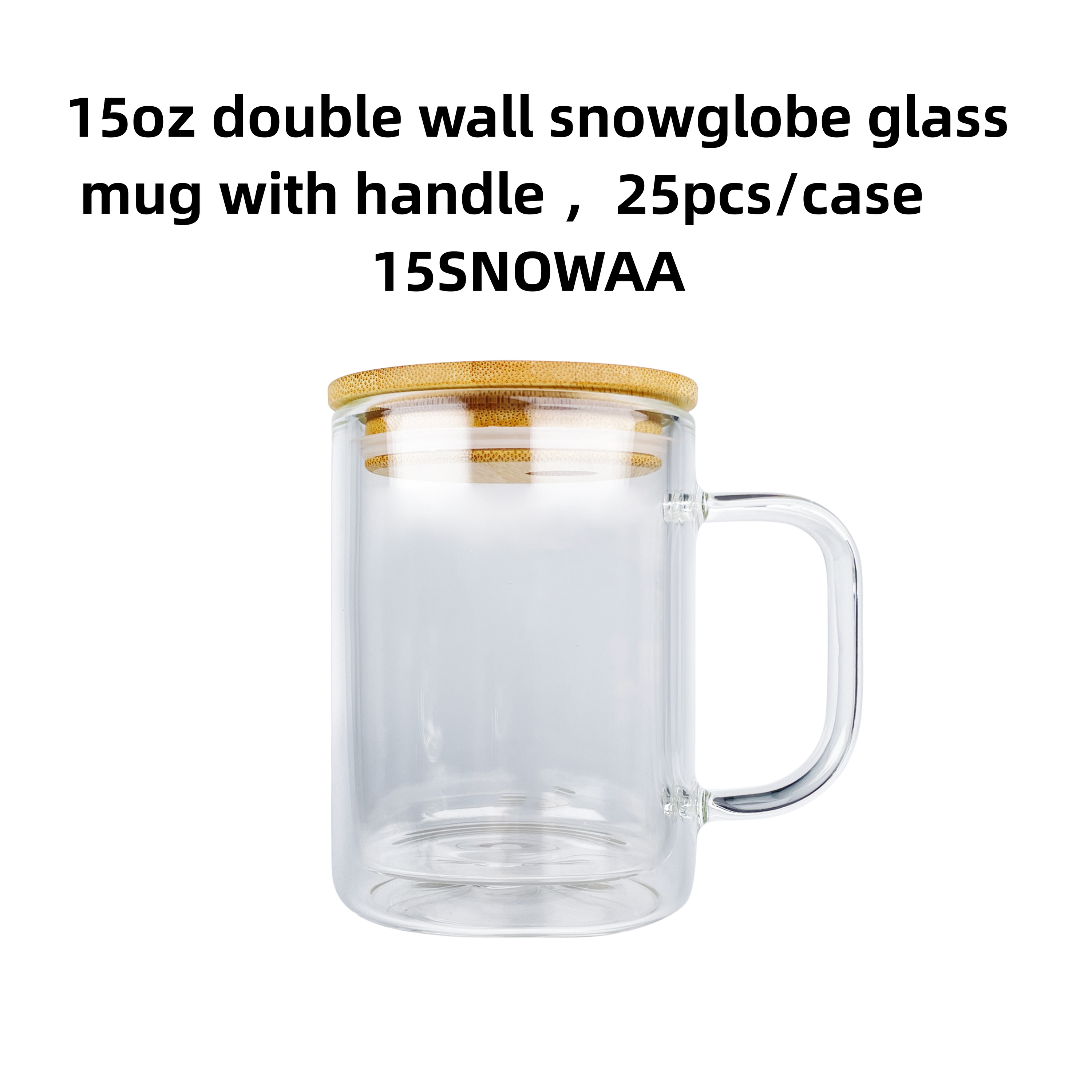 Tasse en verre boule à neige 15oz 15SNOWAA