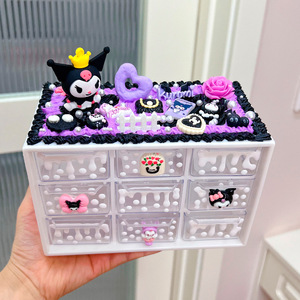 Handmade Diy <b>Storage</b> <b>Box</b> With Cream 9 Grid Plastic Jewelry Organizer For <b>Kids</b> Desktop Toy Craft Kit - Product Image 3
