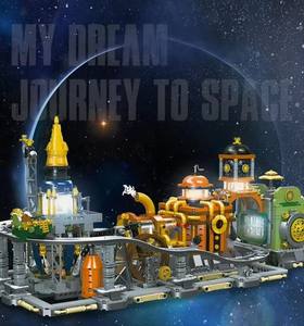 Jie <span class=keywords><strong>Star</strong></span> JJ9114 MOC Steampunk Moon Base Creative Street View Jouets d'assemblage pour enfants Cadeau - Product Image 3