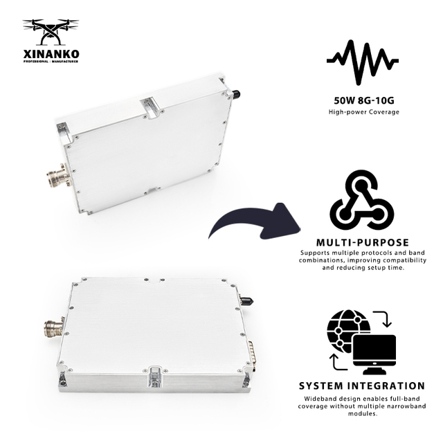 Power Amplifier Module Wideband 50W 8000-10000MHz 7G-7.5G Frequency RF Module Wireless & RF Modules for Drone Counter PA Module