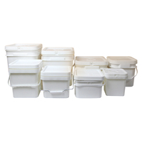 Seau en plastique recyclable de 18 L avec poignée, vente en gros, seau carré de 4 L, 5 L, qualité alimentaire, pour aliments pour animaux de compagnie, avec couvercles