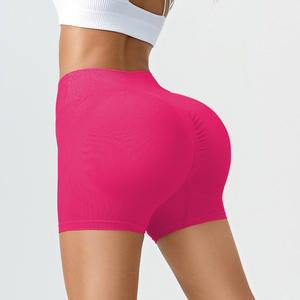 Short Cycliste/Pantalon de Yoga Taille Haute Sculptant pour Femmes, en Spandex/Nylon Uni, à Effet Ventre Plat et Remonte-Fesses, Couleur Pêche - Product Image 6