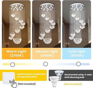 مصباح فاخر في الفيلا طويل سلم ثريا كريستال ليد فاخرة حديثة - Product Image 6