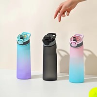 Bouteille d'eau écologique avec compartiment pour arômes, Tritan+PP de qualité alimentaire, couvercle à ouverture rapide, paille intégrée, compatible lave-vaisselle, pour camping et sport