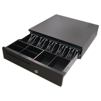 Accessoires pour système de point de vente : Tiroir-caisse thermique 405 mm avec déclencheur USB RJ11, robuste, entièrement métallique, 5 compartiments à monnaie