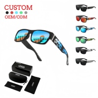 Lunettes de soleil polarisées pour hommes à motif crâne cool, verres en polycarbonate, pour sports de plein air et pêche, avec étui personnalisé et logo