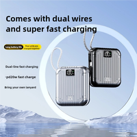 Nouvelle conception de batterie externe 10000mAh avec lumière LED, charge rapide QC3.0 PD 22.5W, portable, type-C, câble intégré