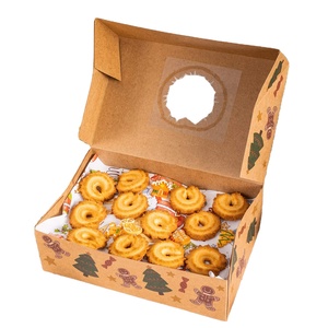 4 packs of 6 packs kraft paper with window Christmas snowflake dessert box Christmas cookie box