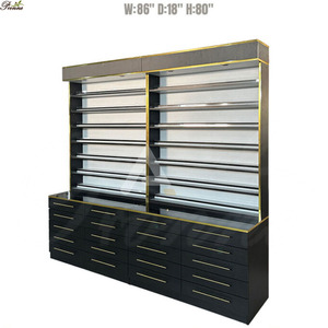 Exhibidor de Esmaltes de Uñas, Gabinete de Almacenamiento para Salón de Belleza, Exhibidor de Esmaltes Negro y Dorado con Múltiples Cajones - Product Image 1
