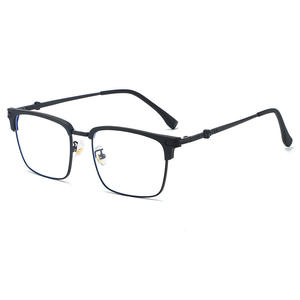 31262 Monture de lunettes optiques unisexe demi-cerclée, taille moyenne, verres PC, verres plats, design hexagonal quadrilatère - Product Image 1