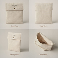 PandaSew Pochette à bijoux en coton et lin de luxe avec logo personnalisé, pour parfums, soins de la peau, soins personnels, emballage cadeau, style enveloppe