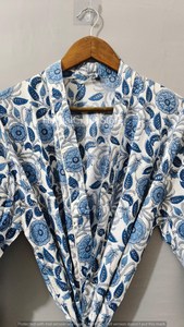 Bata Kimono de Algodón con Estampado Floral para Mujer, Manga Tres Cuartos, Estilo Casual, Ligera y Suave para Primavera - Product Image 5