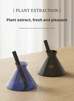 Diffuseur d'huiles essentielles d'aromathérapie avec bâtonnets en rotin - Bouteille en verre écologique sans BPA, parfum longue durée, artisanal, sans alcool