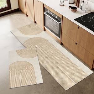 Ensemble de 2 <span class=keywords><strong>tapis</strong></span> de <span class=keywords><strong>cuisine</strong></span> modernes en PVC lavables, antidérapants et absorbants - Product Image 1