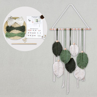 Tapisserie murale à franges en forme de feuille, style bohème, tissée à la main, en fibre de polyester de haute qualité, kit DIY créatif, décoration murale suspendue pour débutants, avec tutoriel
