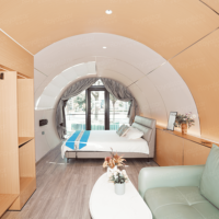 Maison capsule intelligente préfabriquée N35 avec contrôle intelligent, structure en acier mobile, pour hôtel, maison, cuisine, chambre, villa, usage en parc