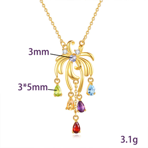 9 Dainty <b>Water</b> Drop <b>Crystal</b> Colorful Fireworks Tassel Necklace 3*5mm Pear Cut Natural Stone 925 Silver Gold Plated Jewelry - Product Image 6
