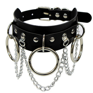 Wowei Punk <span class=keywords><strong>Goth</strong></span> Studded Rivet Pu Leather Gothic Collar Chains Gargantilha O <span class=keywords><strong>Ring</strong></span> Colar Ajustável para Mulheres e Homens - Product Image 1