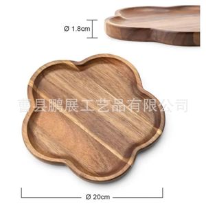 Pengzhan Japanese Style Wooden <b>Tray</b> Flower Shape Solid Wood Serving Plate For Home Restaurant <b>Tea</b> Party Decorative Use - Product Image 4