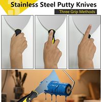 Kit d'outils à main pour cloisons sèches, ensemble de couteaux à mastic avec spatule en aluminium, bac à mastic, truelle de finition plate, grattoir multifonctionnel