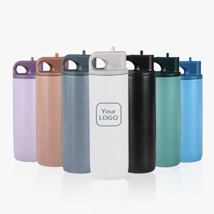 Custom log outdoor sport 17oz Stainless Steel Insulated Vacuum Flasks Double Wall Reusable Water Bottle wit h straw