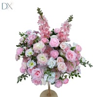 Bola Bunga Sutra Buatan Warna Pink dan Putih 50cm Dengan Stand, Set Dekorasi Bunga Meja Acara Pernikahan