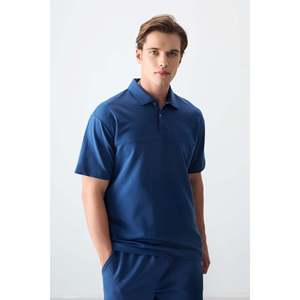 Camiseta Polo Air Jones para Hombre, Azul Rey, Corte Holgado, Tejido Grueso de Mezcla de Algodón Suave, Estilo Básico para Uso Diario - Product Image 5
