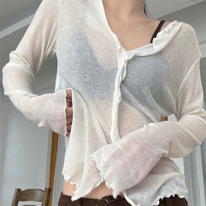 Vêtements <span class=keywords><strong>sexy</strong></span> d'automne pour femmes, t-shirt à manches longues transparent - Product Image 2