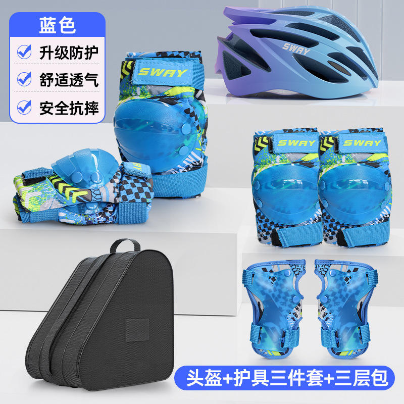 ชุดหมวกกันน็อคและกระเป๋าเป้ 6 ชิ้นสีน้ำเงิน