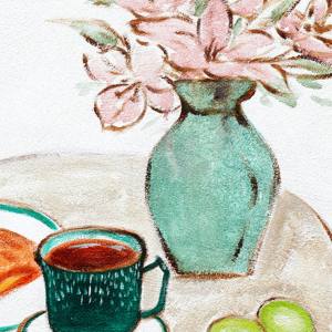 Tableau mural style moderne, peint à la main, nature morte, fleurs colorées, pour salle à manger, restaurant, salon - Product Image 3