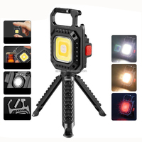 Ajotiqpt senter LED COB Mini portabel, gantungan kunci isi ulang dengan Tripod untuk berkemah & mendaki grosir produk OEM