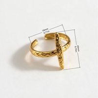 Bague en acier inoxydable plaqué or 18 carats pour femme, design ajouré personnalisé à motifs géométriques, style européen et américain