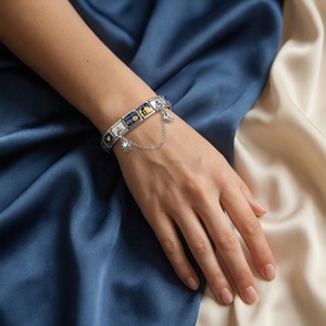 Bracelet modulaire italien à breloques, chaîne élastique à crochet unique, en acier inoxydable 304 plaqué platine, tendance - Product Image 2