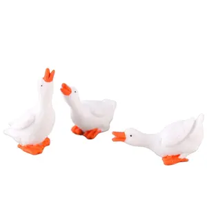 Cute Goose Figurine Miniatures Kawaii Animal White Duck Accessories Desk Garden Easter Decoration